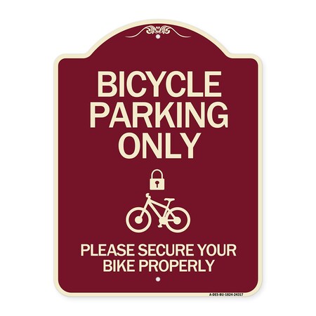 Signmission Bicycle Parking Please Secure Your Bike Properly Heavy-Gauge Aluminum Sign, 24" x 18", BU-1824-24317 A-DES-BU-1824-24317